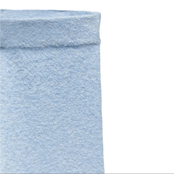 ZARA Wool High Waisted Wide Leg Textured Knit Pull On Trouser Lounge Pants Blue - Picture 8 of 16